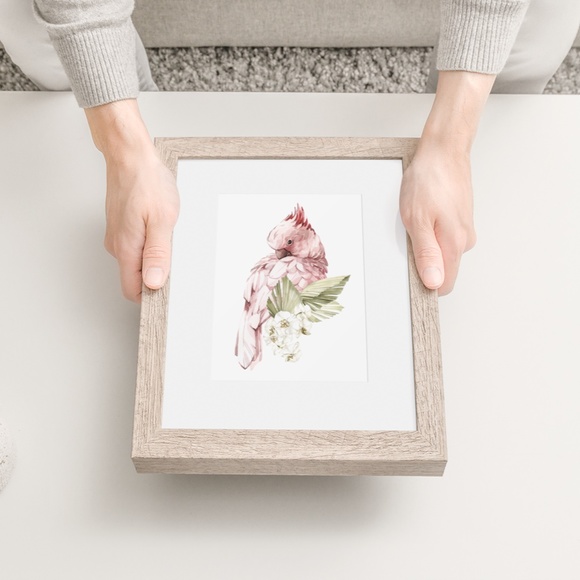 Pink Cockatoo Watercolor Illustration Wall Art Print Unframed - Picture 8 of 11